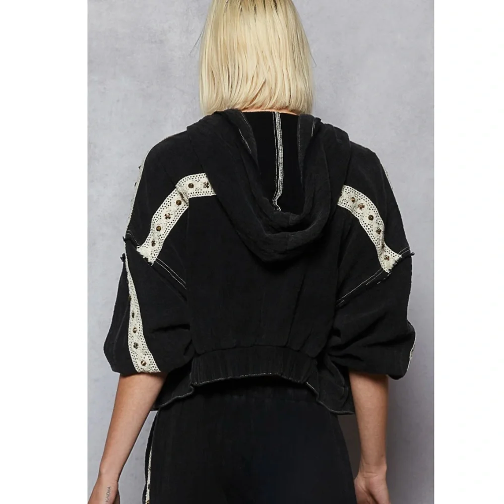 POL Black Gauze Jacket & Jogger Pants Set - Picture 4 of 9